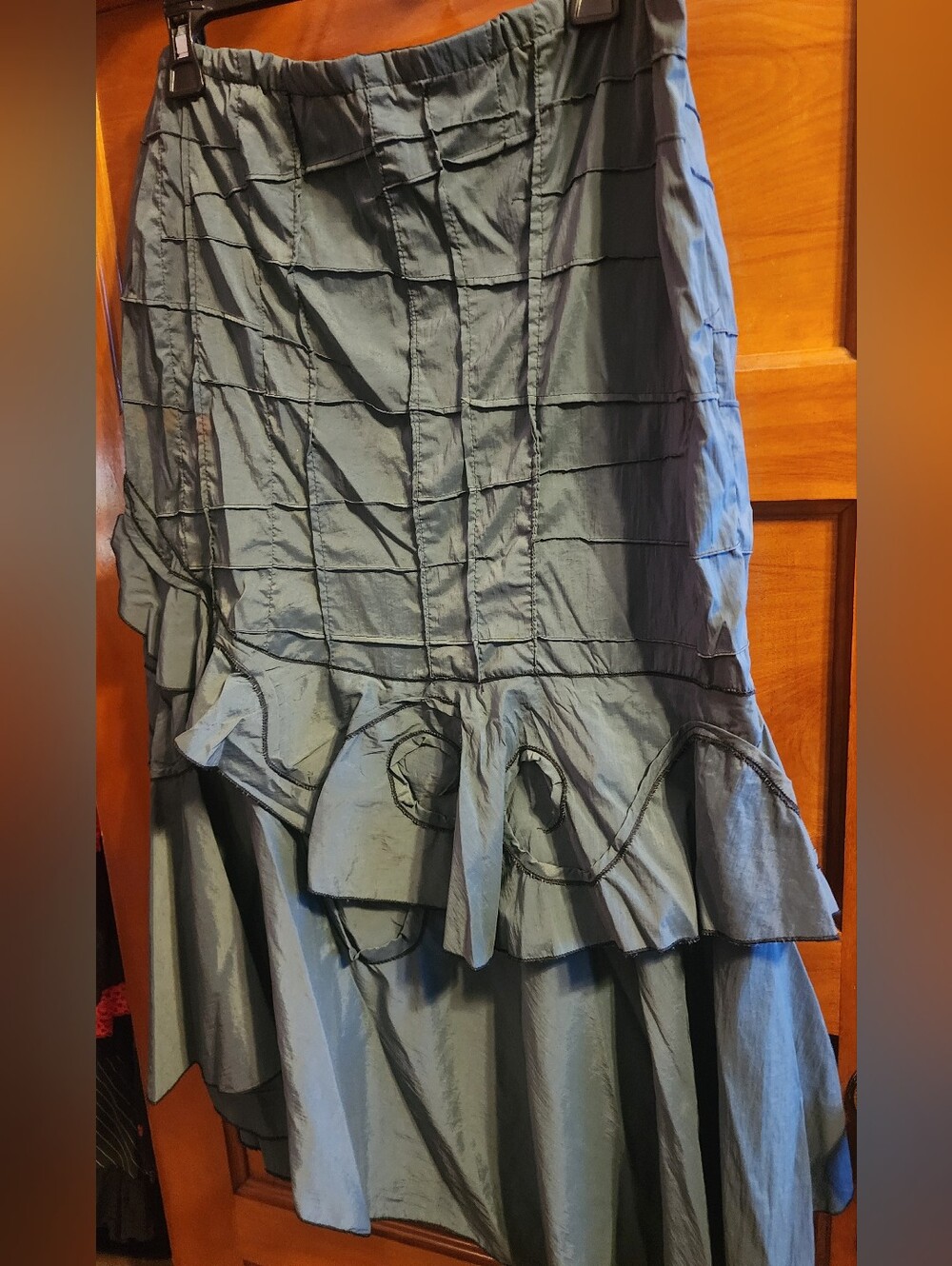 Women's Tiered Ruffled Skirt in Slate Blue-Gray